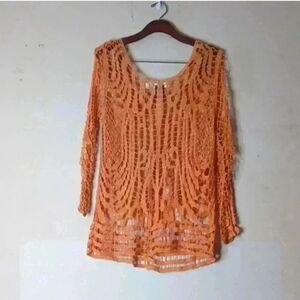 Urban mango Chic Orange Crochet Top
